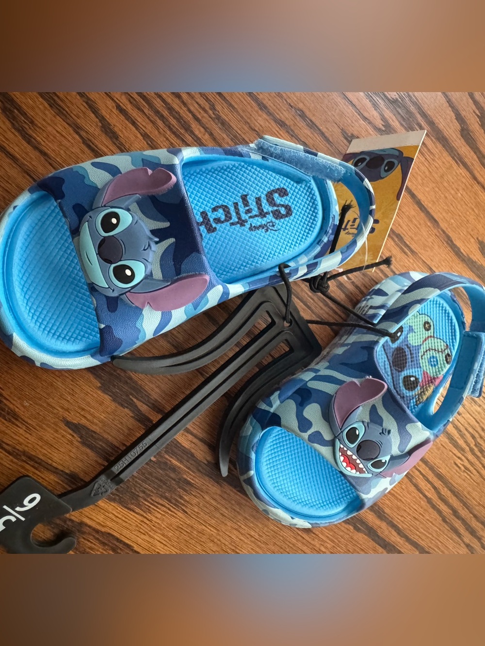 NWT boys Disney Stitch Blue Camo Clog Sandals Slip-On Adjustable Strap Kids 5/6